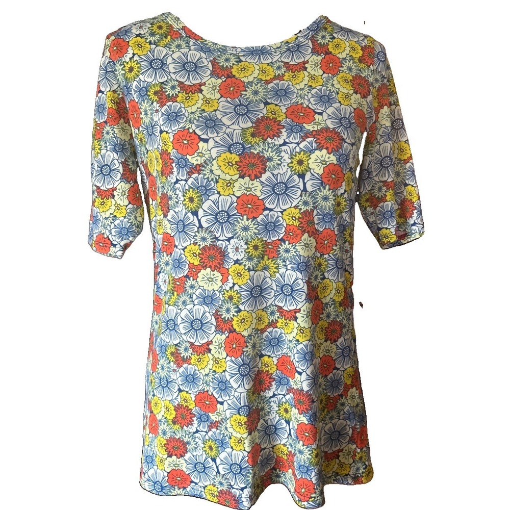 LuLaRoe Gigi Short-Sleeve Fitted Top Large Floral Multi Colored